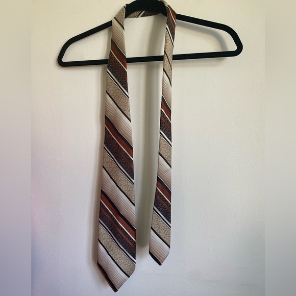 Vintage Christian Dior Monsieur Tie in Diagonal Neutral Stripes - Picture 1 of 10